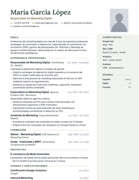 Plantilla de CV Bosque