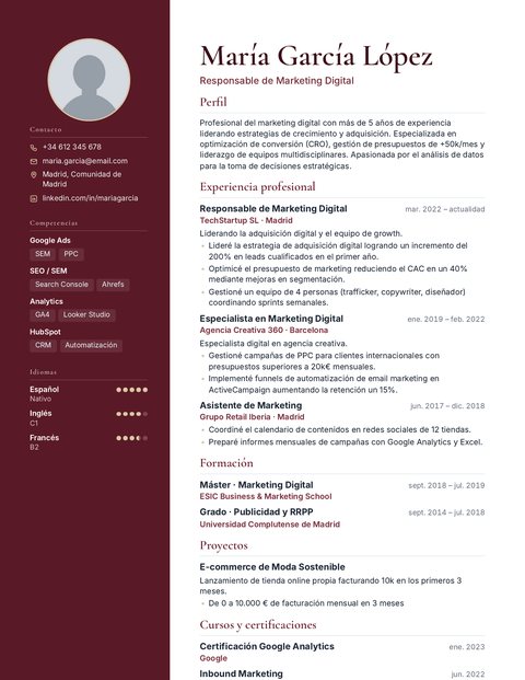 Plantilla de CV Burdeos