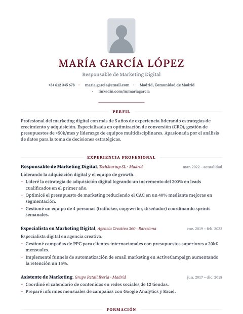 Plantilla de CV Clásica Burdeos