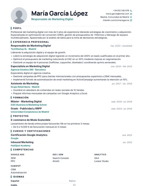 Plantilla de CV Corporativa