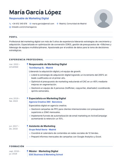 Plantilla de CV Cronología