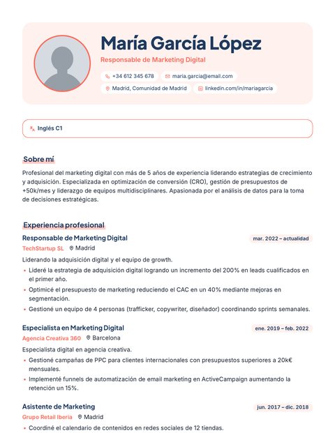 Plantilla de CV Fresca