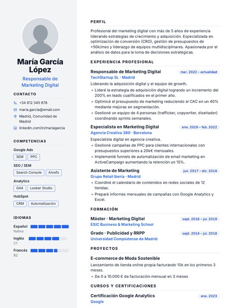 Plantilla de CV Grafito