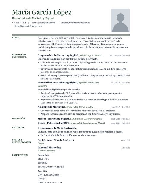 Plantilla de CV Inglesa