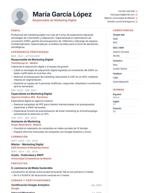 Plantilla de CV Minimalista