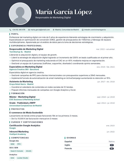 Plantilla de CV Pizarra
