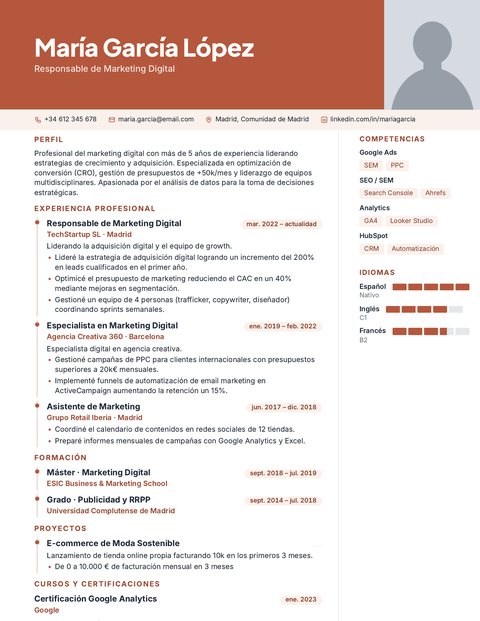 Plantilla de CV Terracota